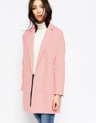 Yumi Oversized Coat With Pockets - Pink