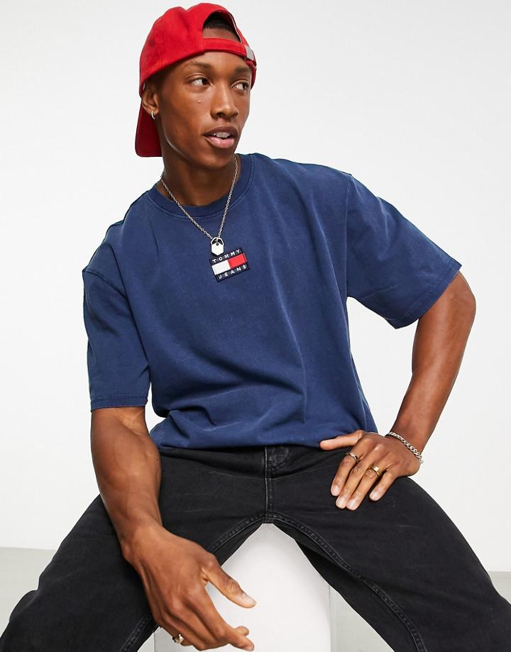 Tommy Jeans Oversized Badge Logo T-shirt In Navy