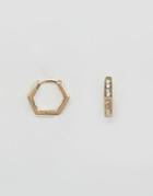 Asos Crystal Hexagon Hoop Earrings - Gold