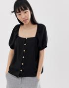 New Look Top With Square Neck In Black - Black