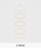 Asos Design Skinny Mixed Chain Bracelet Pack In Gold - Gold