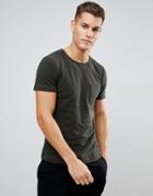 Tom Tailor T-shirt In Khaki Pique With Pocket - Green