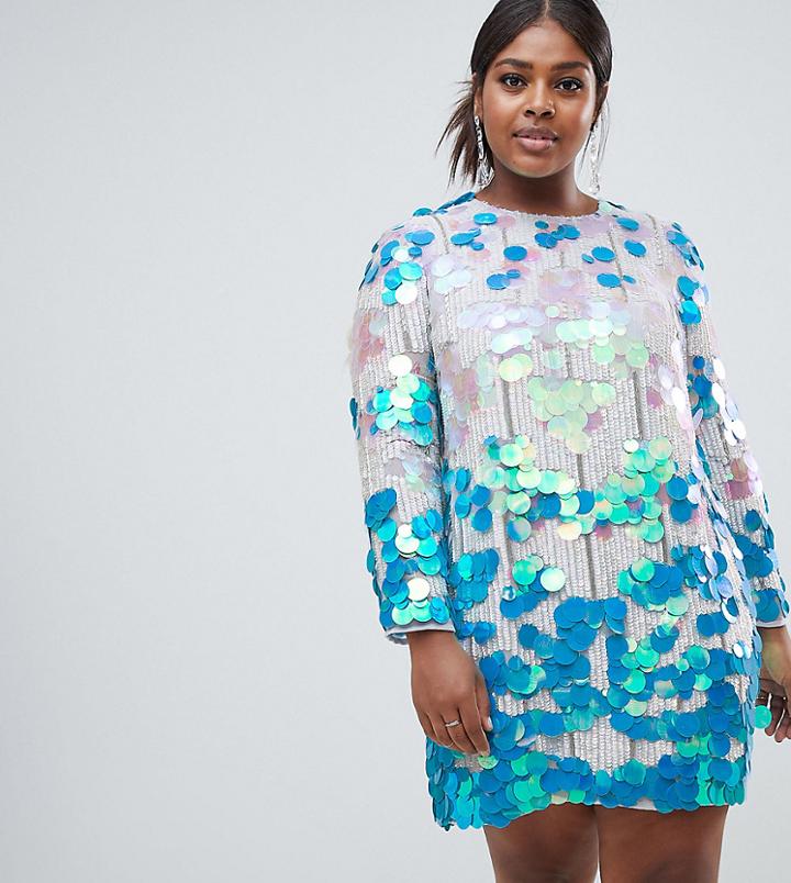 Asos Edition Curve Disc Sequin Shift Dress - Multi