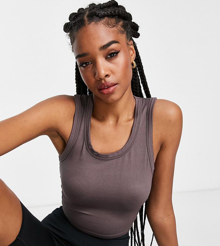 Asos 4505 Tall Icon Active Tank Top In Rib-navy