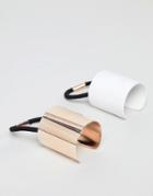 Asos Design Pack Of 2 Sleek Hair Cuffs In Rose Gold And White - Multi