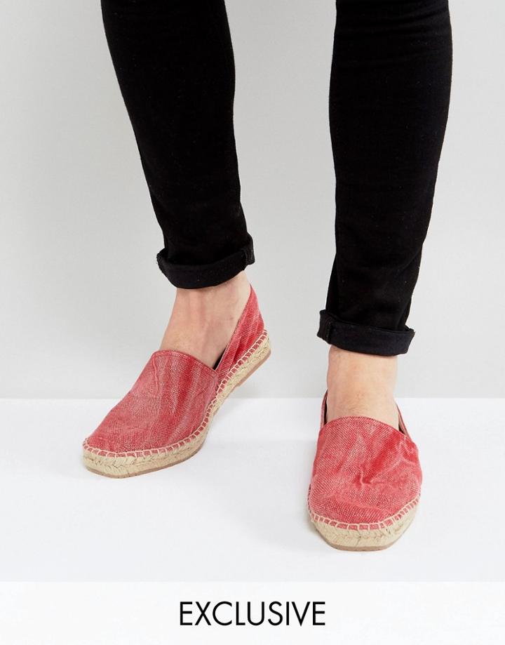 Hudson London Exclusive For Asos Washed Canvas Espadrilles - Red