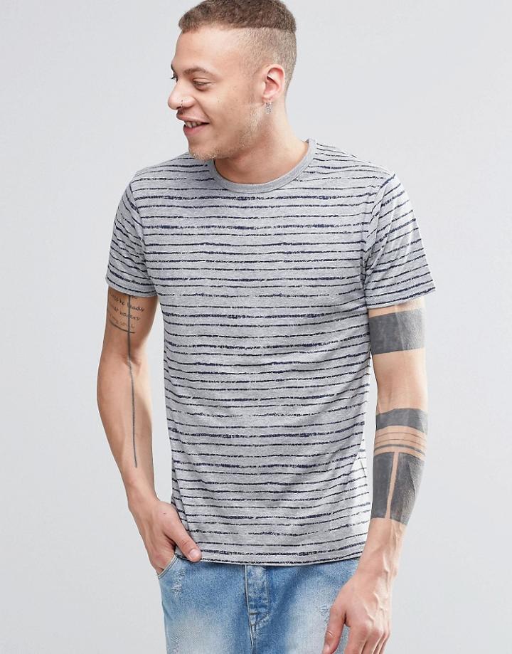 Threadbare Striped T-shirt With Chest Pocket - Blue