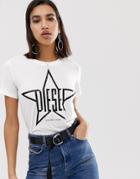 Diesel Star Print Logo T Shirt - White