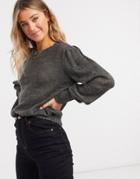 Jdy Sweater With Balloon Sleeves In Gray-grey