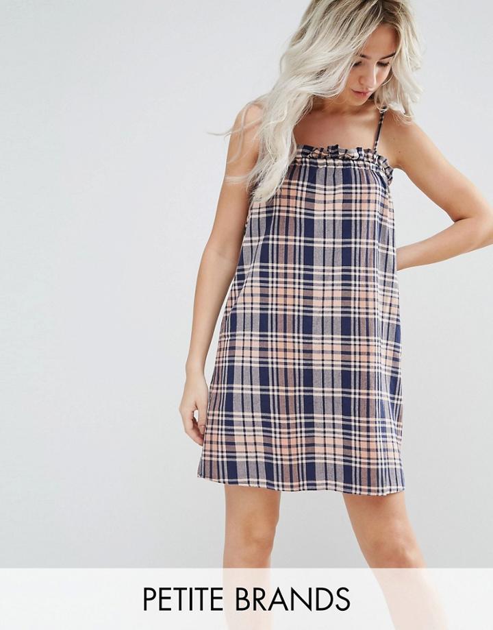 Noisy May Petite Cami Strap Check Dress - Multi