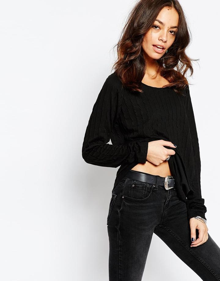 Only Double Layer Ribbed Top - Black