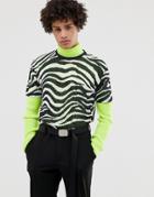 Asos Design Relaxed Fit T-shirt With All Over Zebra Print In Heavy Linen Look - Multi