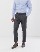 Harry Brown Slim Fit Textured Gray Check Suit Pants - Gray