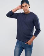 Threadbare Slub Long Sleeve Grandad T-shirt - Navy