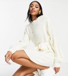 Influence Tall Knit Mini Dress With Tie Waist In White