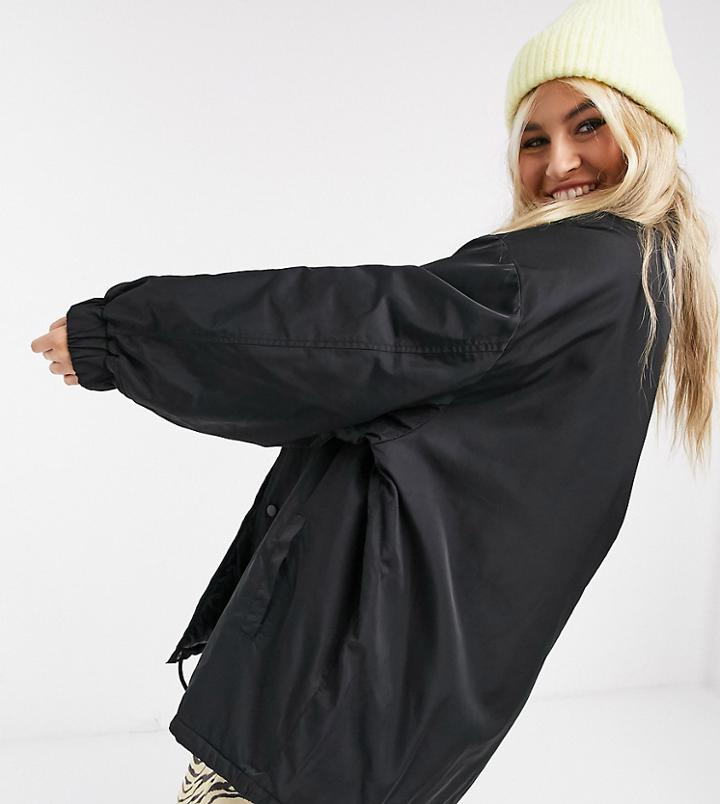 Collusion Unisex Oversized Coach Jacket In Black