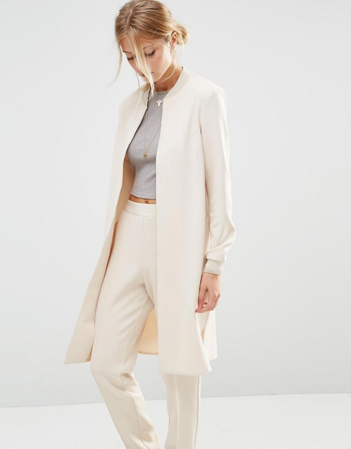 Asos Luxe Longline Bomber Co-ord - Cream