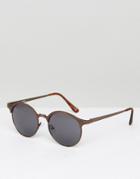 Asos Round Sunglasses In Brushed Copper - Copper