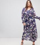 Brave Soul Plus Saskia Cover Up Sheer Maxi Dress - Navy