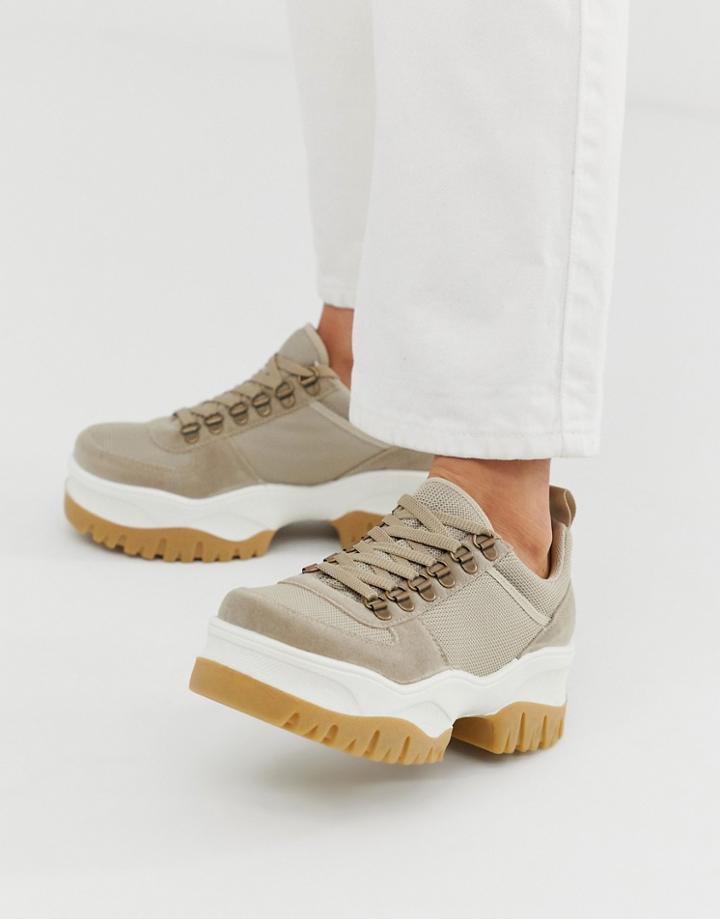 Asos Design Duke Chunky Hiker Sneakers In Beige - Beige
