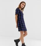 Collusion Petite Tie Back Check Smock Dress - Multi