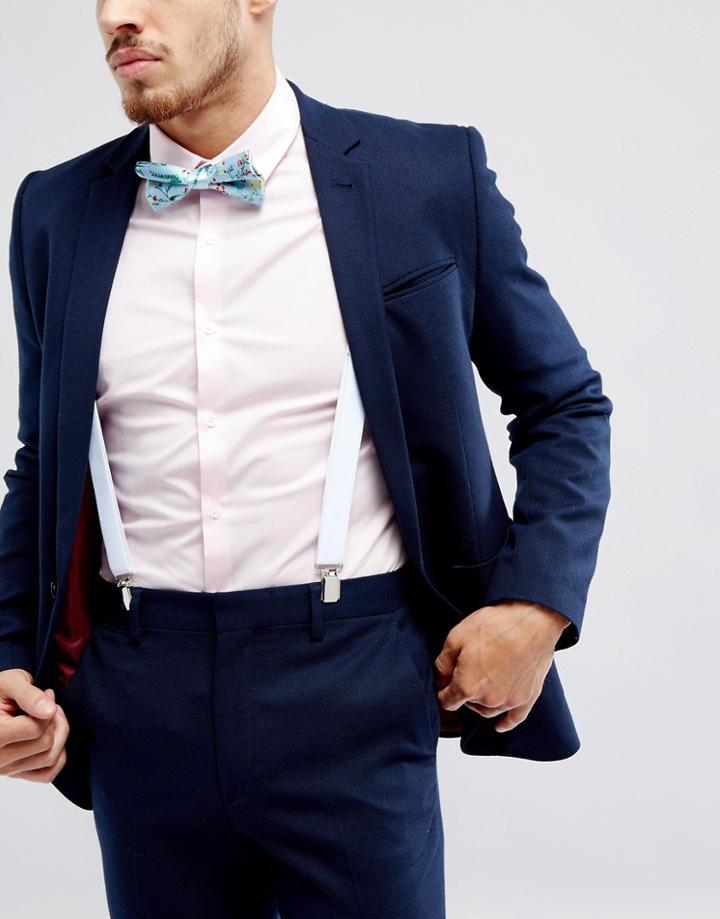 Asos Floral Bow Tie & Suspenders Set - Blue