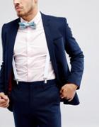 Asos Floral Bow Tie & Suspenders Set - Blue