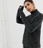 Na-kd Sweater With High Neck And Balloon Sleeve In Dark Gray