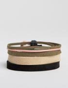 Asos Faux Leather Bracelet Pack In Khaki And Pink - Multi