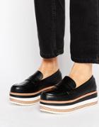 Pull & Bear Stripe Chunky Platform Loafer - Black