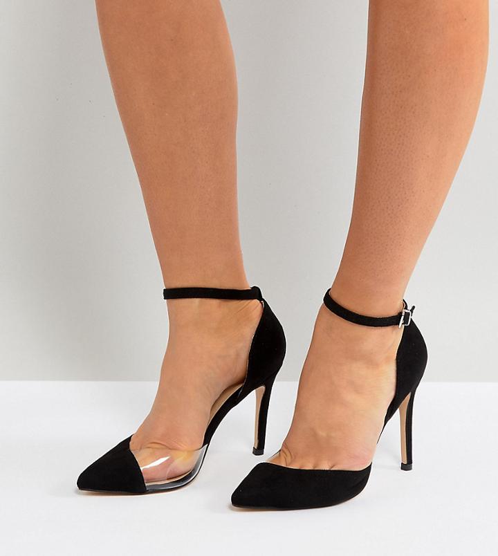 Truffle Collection Wide Fit Vinyl Court Shoe - Black