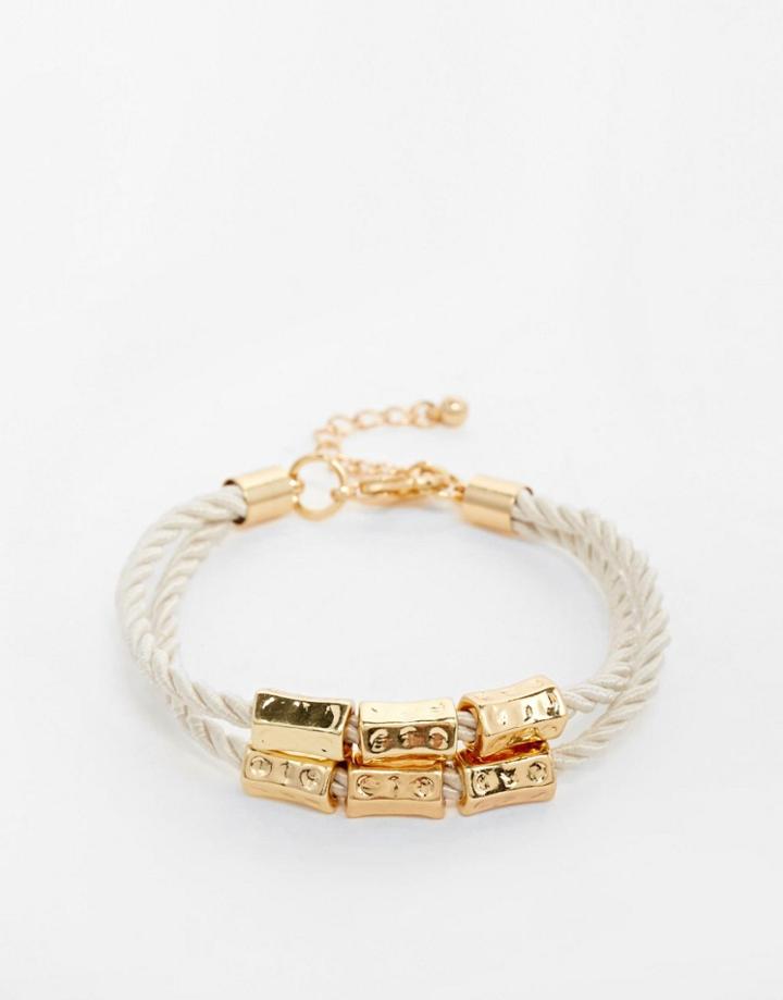 Designb Cord Bracelet With Gold Detail - Silver