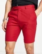 Asos Design Slim Smart Shorts In Red