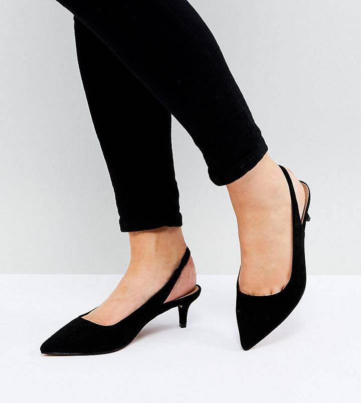 Asos Spirit Wide Fit Slingback Kitten Heels-black