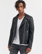 Allsaints Jasper Leather Biker Jacket In Black