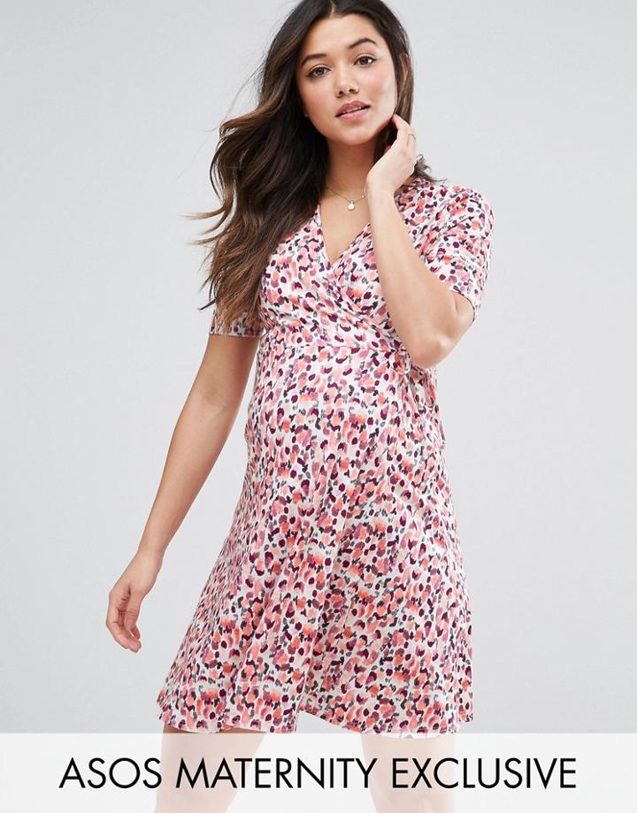 Asos Maternity Pretty Print Wrap Dress - Multi