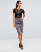 Lipsy Suede Pencil Skirt - Gray