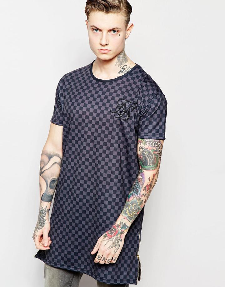 Siksilk Check Mate Elongated Zip T-shirt - Black
