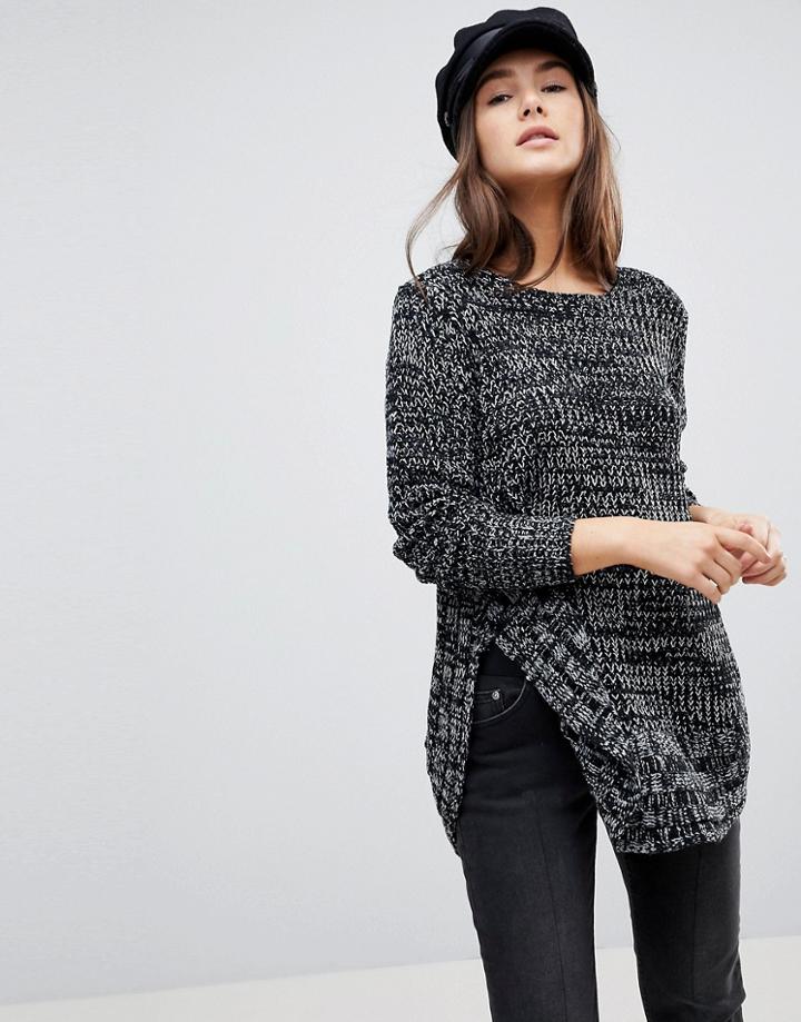Qed London Speckled Knit Sweater - Black