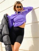 Asos Weekend Collective Roll Neck Sweater With Logo Print In Purple