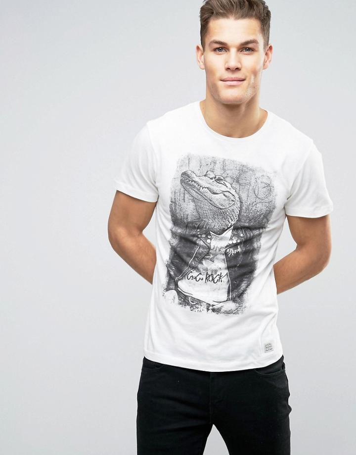 Blend Crocodile Graphic T-shirt - White