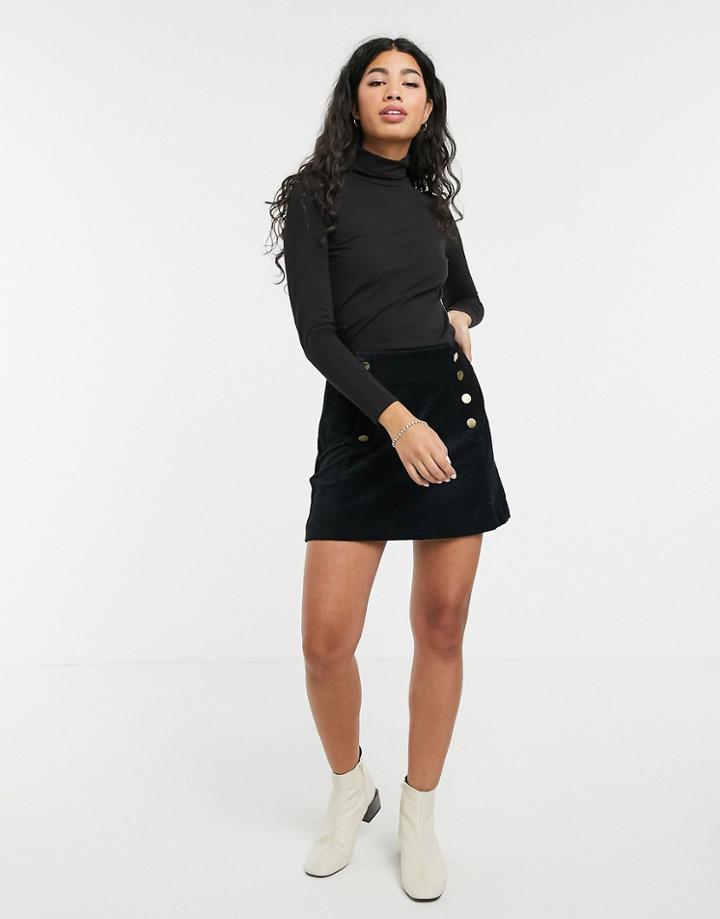 People Tree Velvet Mini Skirt-black