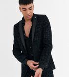 Twisted Tailor Tall Super Skinny Suit Jacket In Gray Snake Flocking