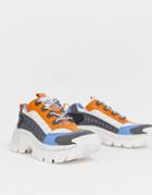 Cat Intruder Chunky Sneakers In Blue And Orange - Multi