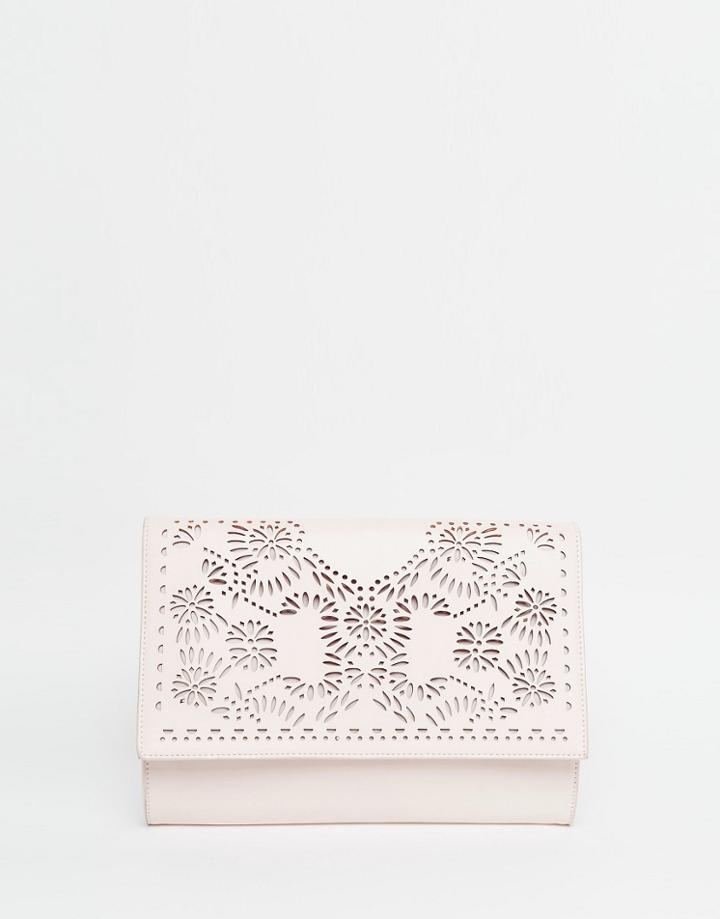 Asos Laser Cut Clutch Bag - Cream