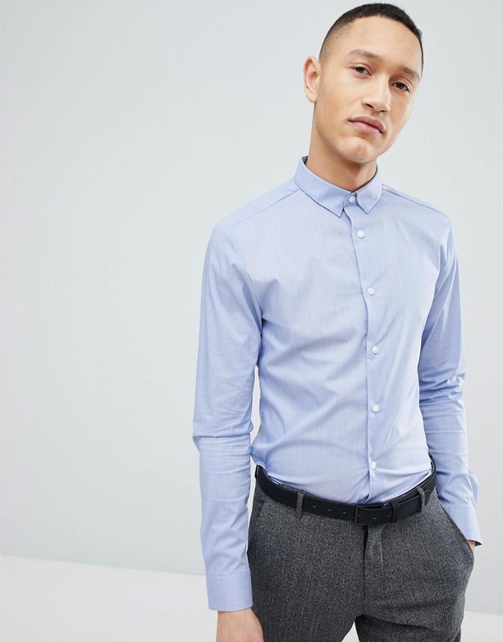 New Look Muscle Fit Shirt In Light Blue - Blue