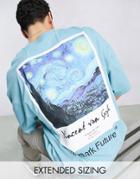 Asos Dark Future X Vincent Van Gogh Oversized T-shirt With Large Back Graphic Print In Blue