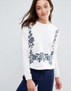 First & I Placement Floral Sweat - Cream
