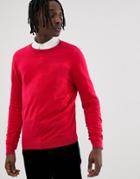 Asos Design Cotton Sweater In Red - Red