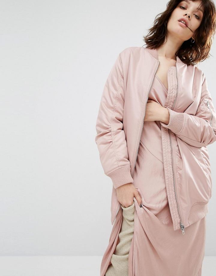 Seint Longline Bomber Jacket - Pink